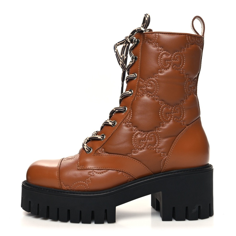 Gucci Matelasse GG Brown Boots Size 38